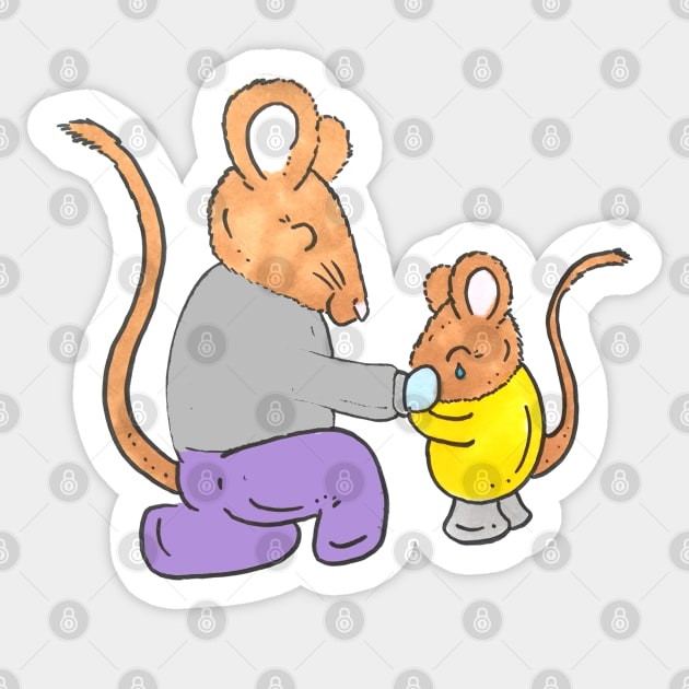 Dry Your Tears, Mouse and Baby Mouse Illustration Sticker by Squeeb Creative